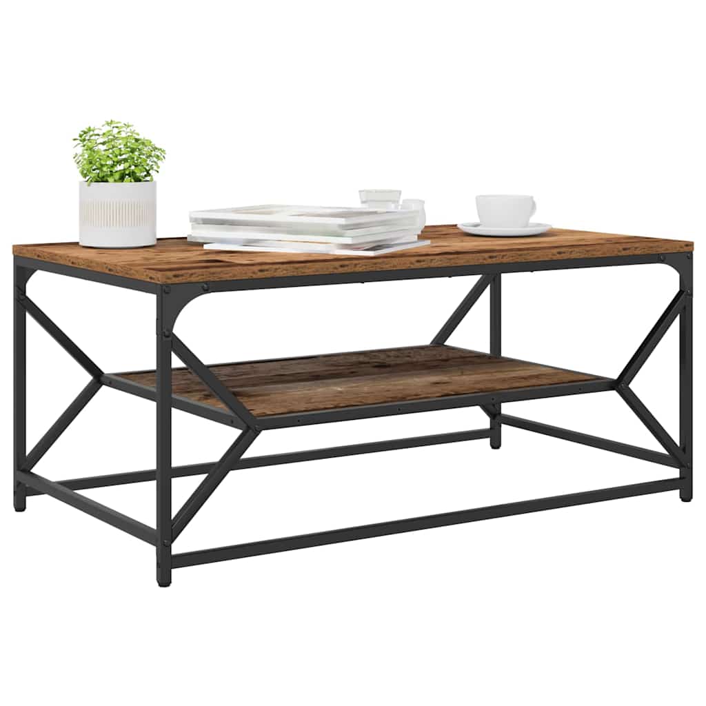 Sofabord Gammelt træ 90 x 50 x 40 cm Ingeniørtræ og stål