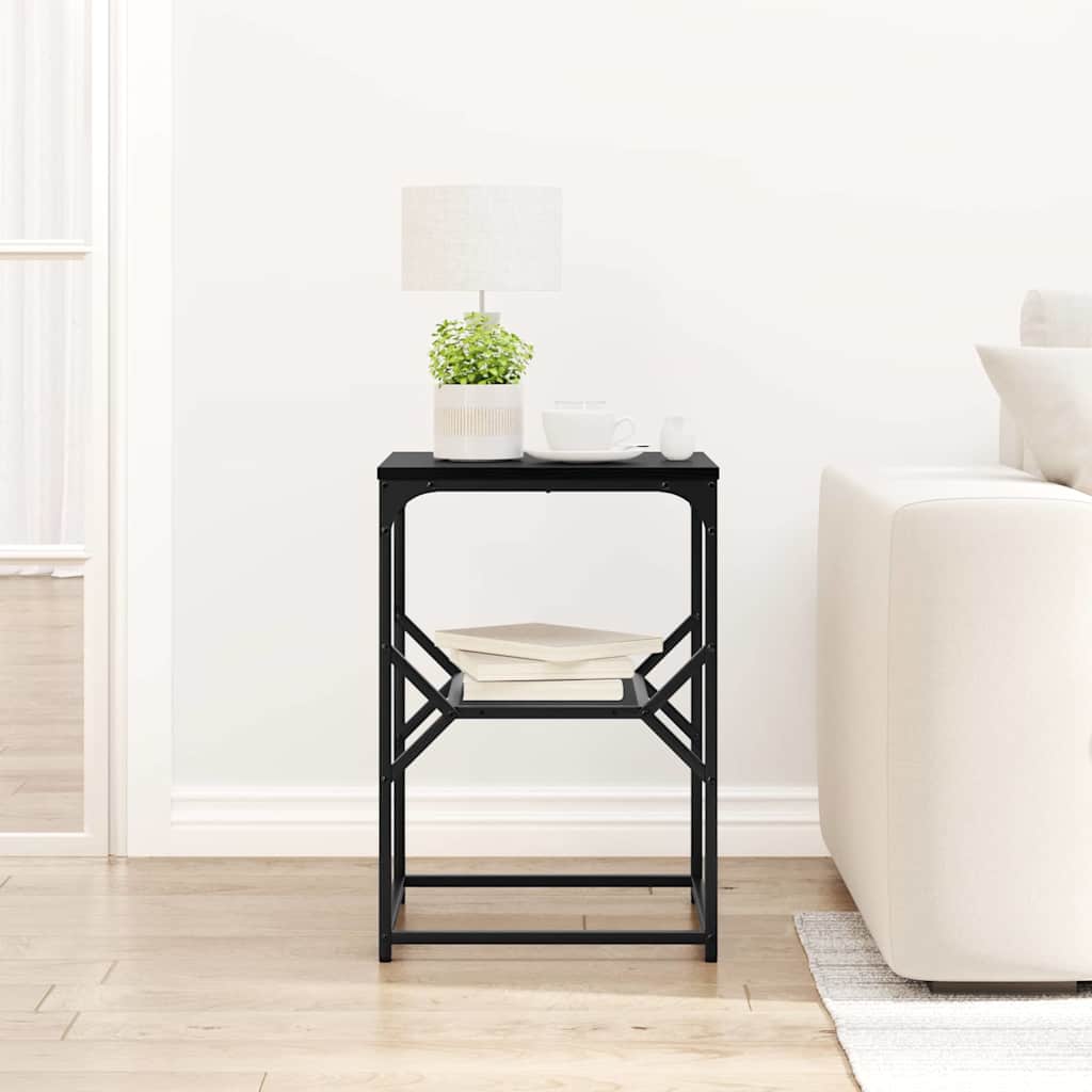 Sidebord Sort eg 41 x 40 x 60 cm Ingeniørtræ og stål