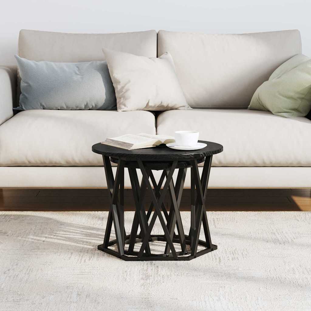 Sidebord 2 stk. Sort eg 50 x 50 x 40 cm Ingeniørtræ og stål