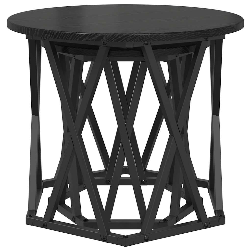Sidebord 2 stk. Sort eg 50 x 50 x 40 cm Ingeniørtræ og stål