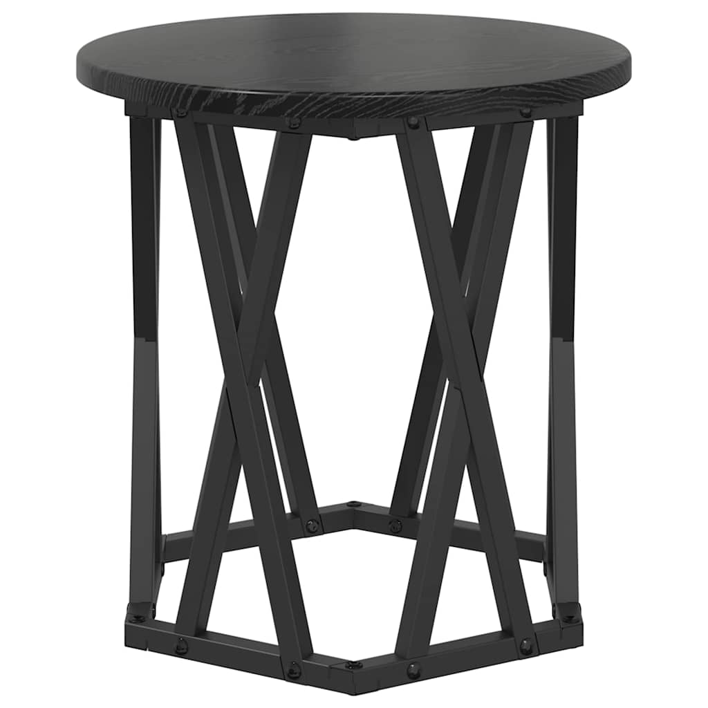 Sidebord 2 stk. Sort eg 50 x 50 x 40 cm Ingeniørtræ og stål