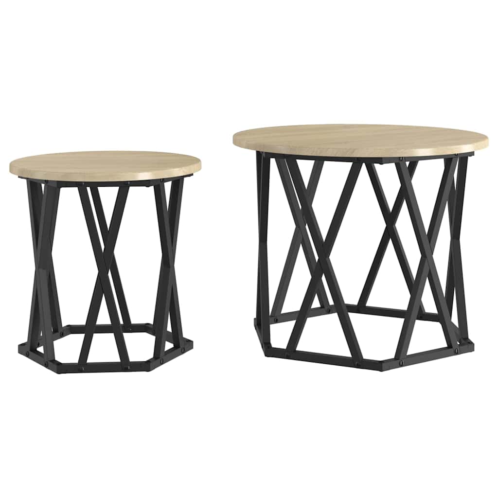 Sidebord 2 stk. Sonoma eg 50 x 50 x 40 cm Ingeniørtræ og stål