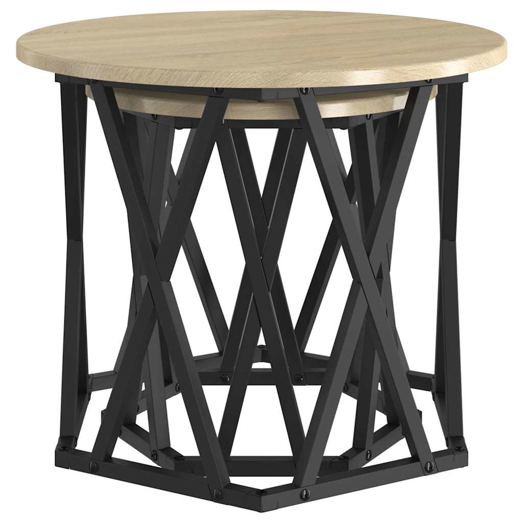 Sidebord 2 stk. Sonoma eg 50 x 50 x 40 cm Ingeniørtræ og stål