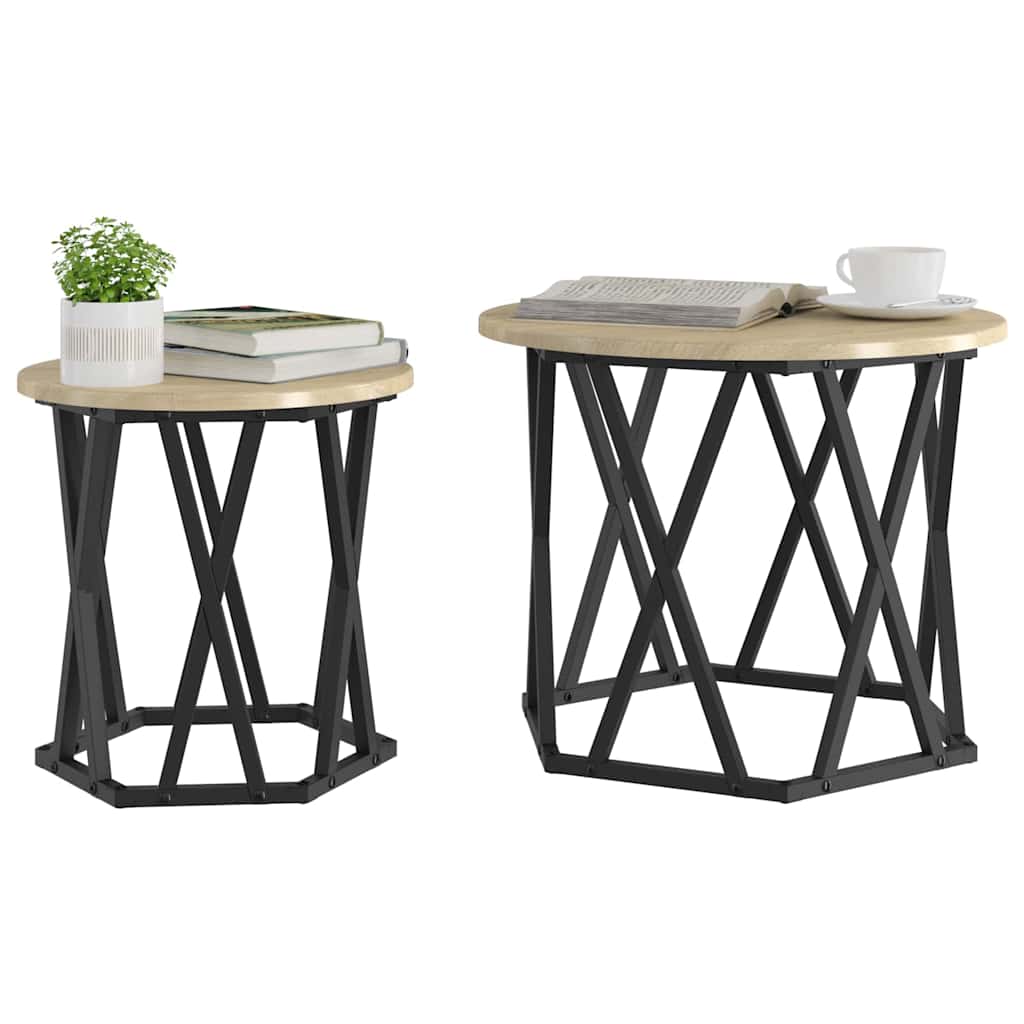 Sidebord 2 stk. Sonoma eg 50 x 50 x 40 cm Ingeniørtræ og stål