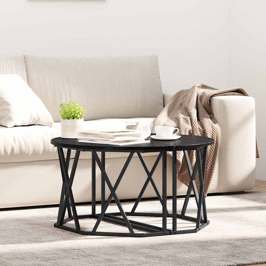 Sofabord Sort eg 80 x 80 x 42 cm Ingeniørtræ og stål