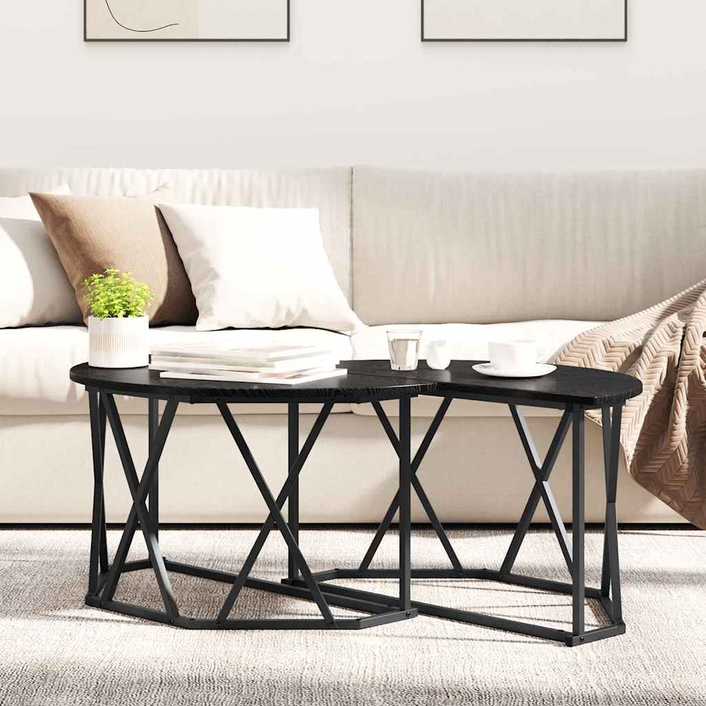 Sofabord Sort eg 80 x 80 x 42 cm Ingeniørtræ og stål