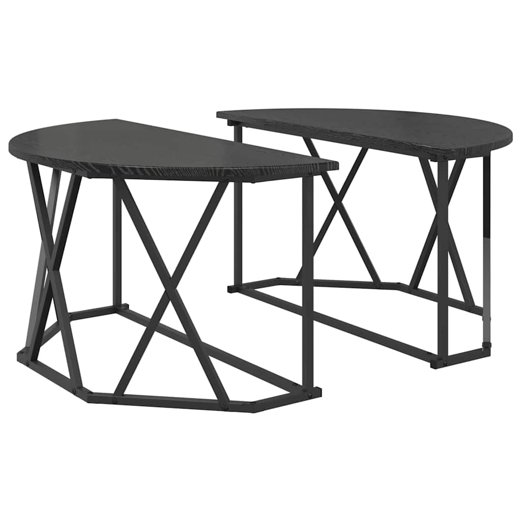 Sofabord Sort eg 80 x 80 x 42 cm Ingeniørtræ og stål