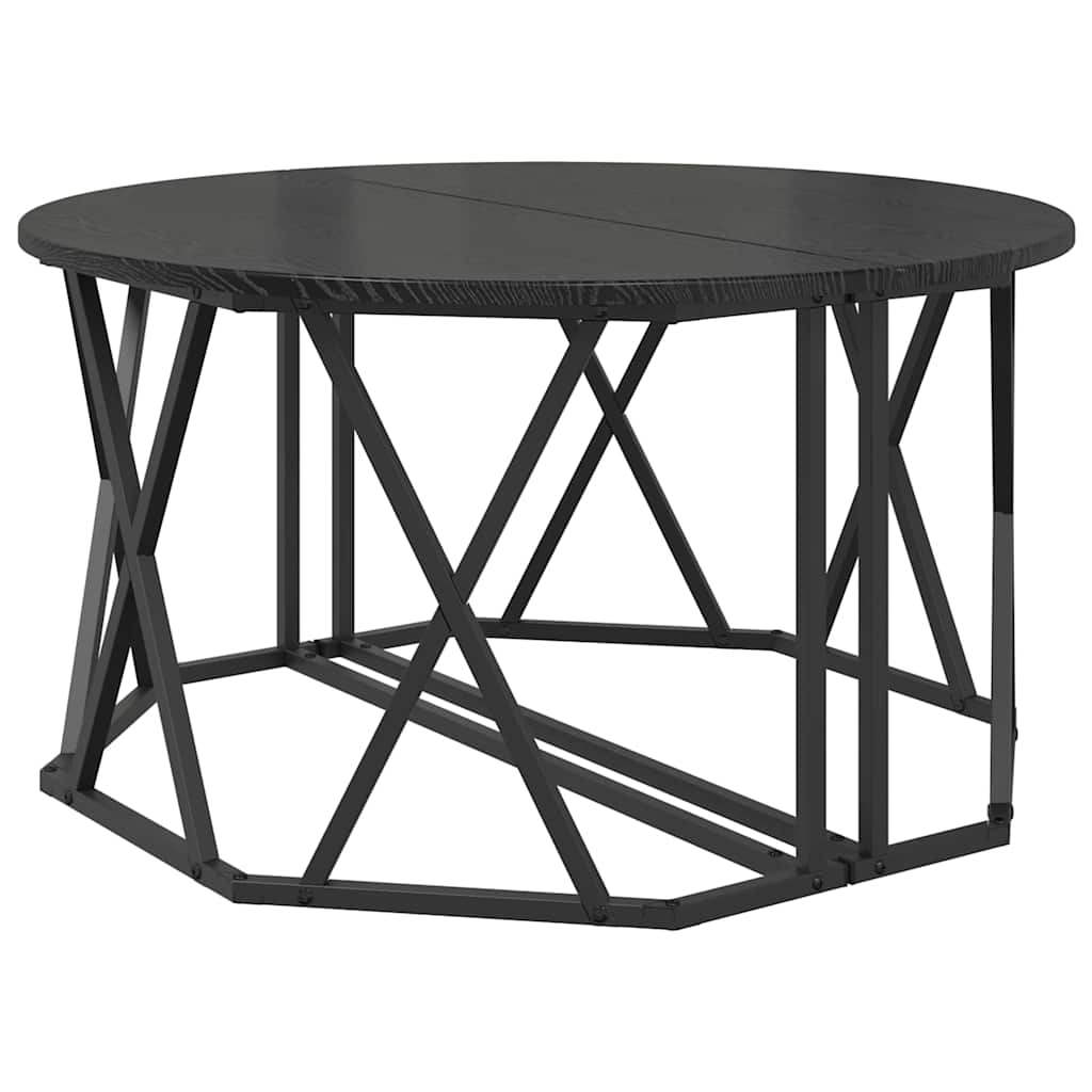Sofabord Sort eg 80 x 80 x 42 cm Ingeniørtræ og stål