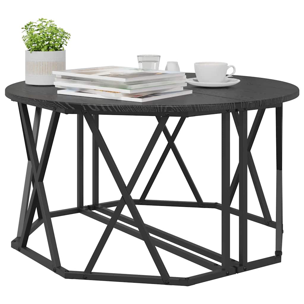 Sofabord Sort eg 80 x 80 x 42 cm Ingeniørtræ og stål