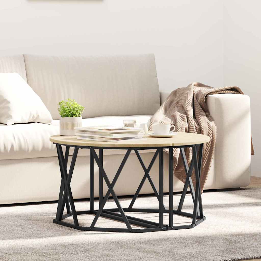Sofabord Sonoma eg 80 x 80 x 42 cm Ingeniørtræ og stål