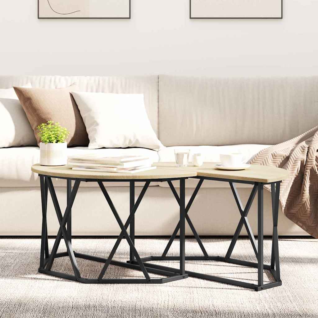 Sofabord Sonoma eg 80 x 80 x 42 cm Ingeniørtræ og stål