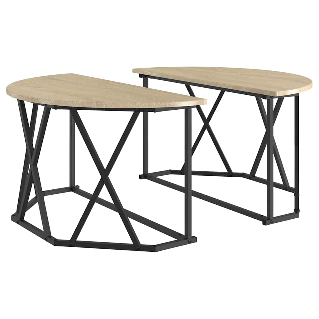 Sofabord Sonoma eg 80 x 80 x 42 cm Ingeniørtræ og stål