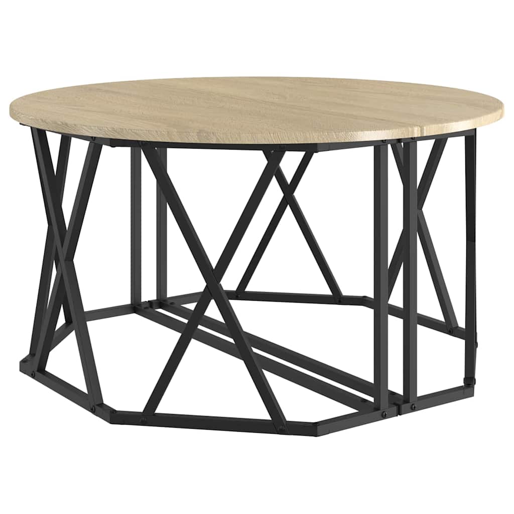 Sofabord Sonoma eg 80 x 80 x 42 cm Ingeniørtræ og stål
