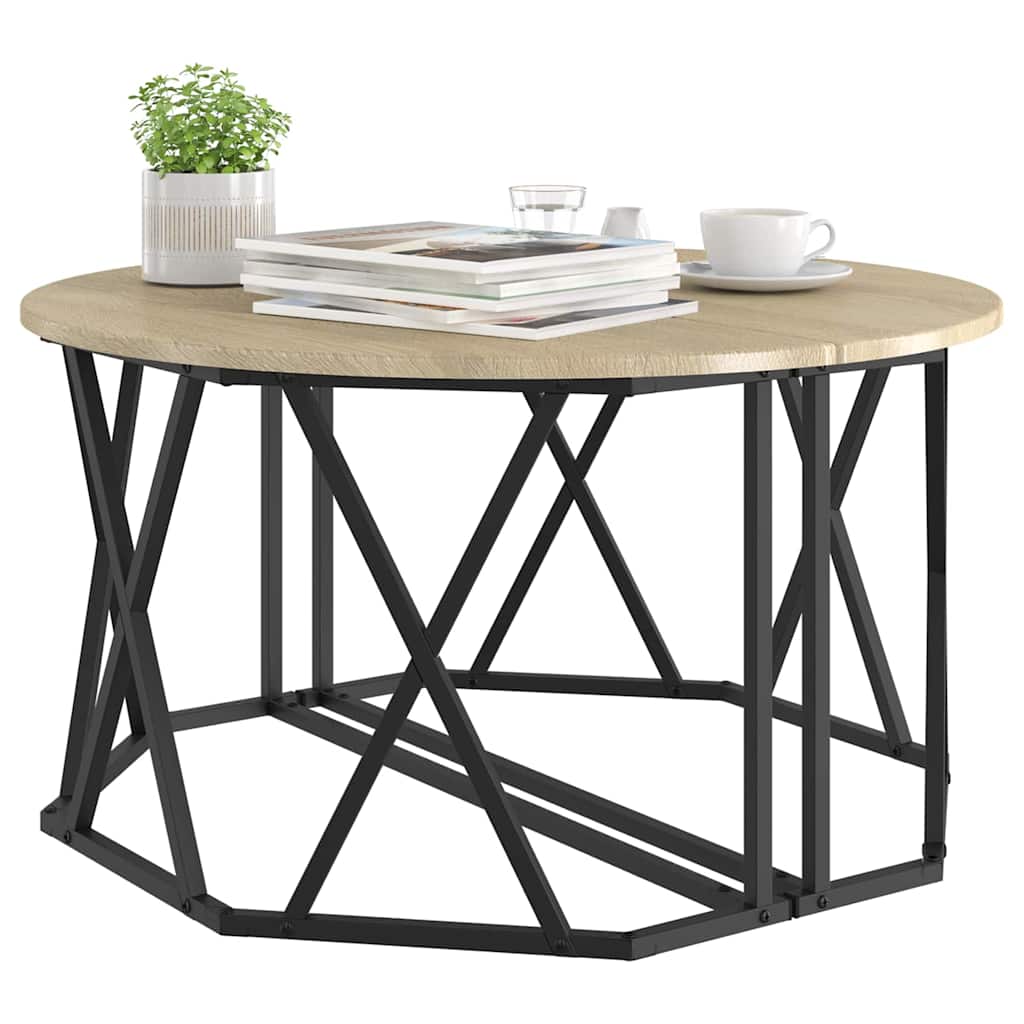 Sofabord Sonoma eg 80 x 80 x 42 cm Ingeniørtræ og stål