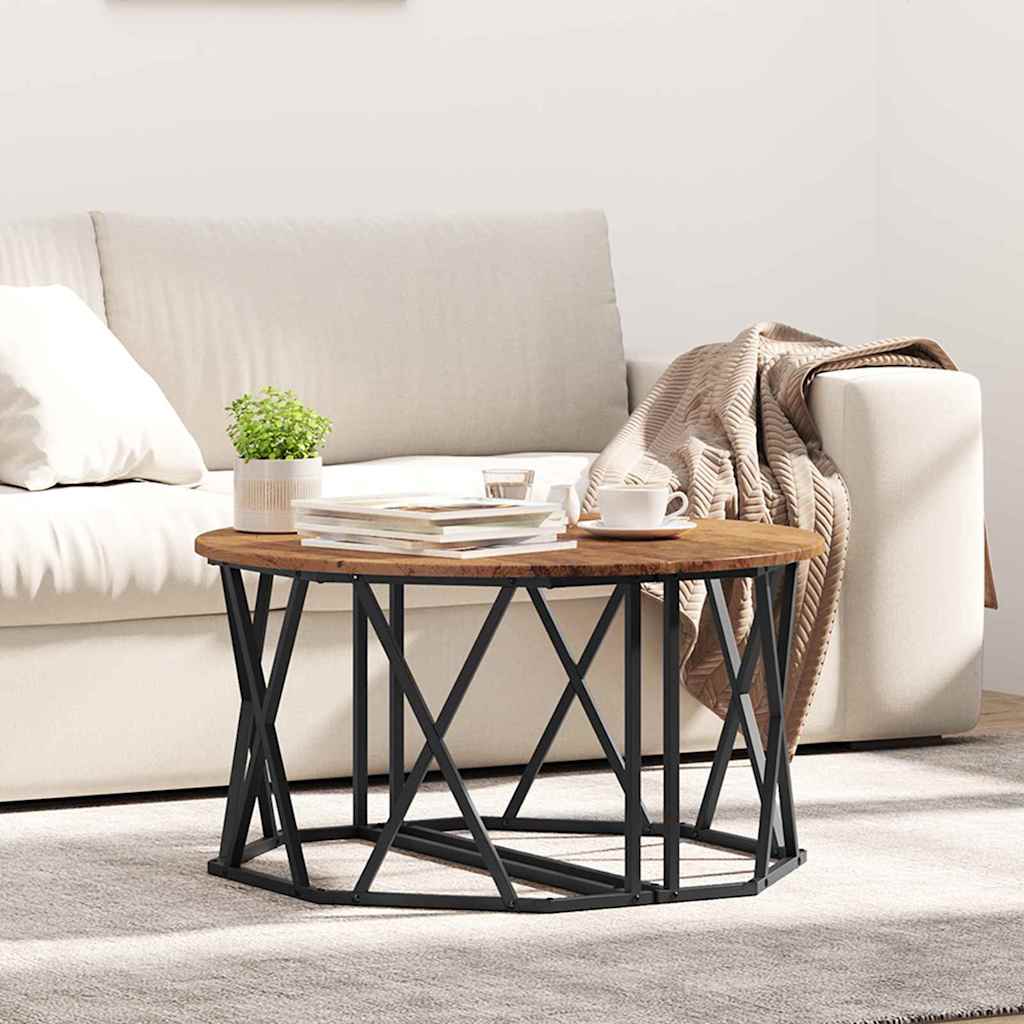 Sofabord Gammelt træ 80 x 80 x 42 cm Ingeniørtræ og stål