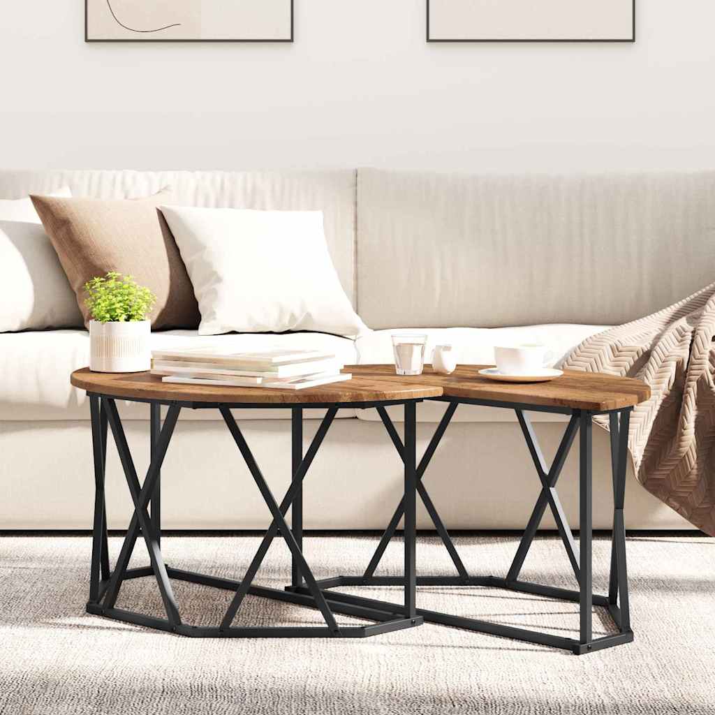 Sofabord Gammelt træ 80 x 80 x 42 cm Ingeniørtræ og stål