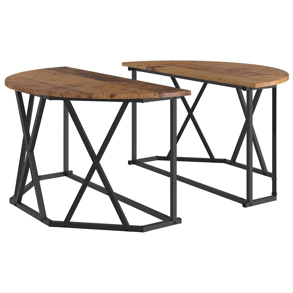 Sofabord Gammelt træ 80 x 80 x 42 cm Ingeniørtræ og stål