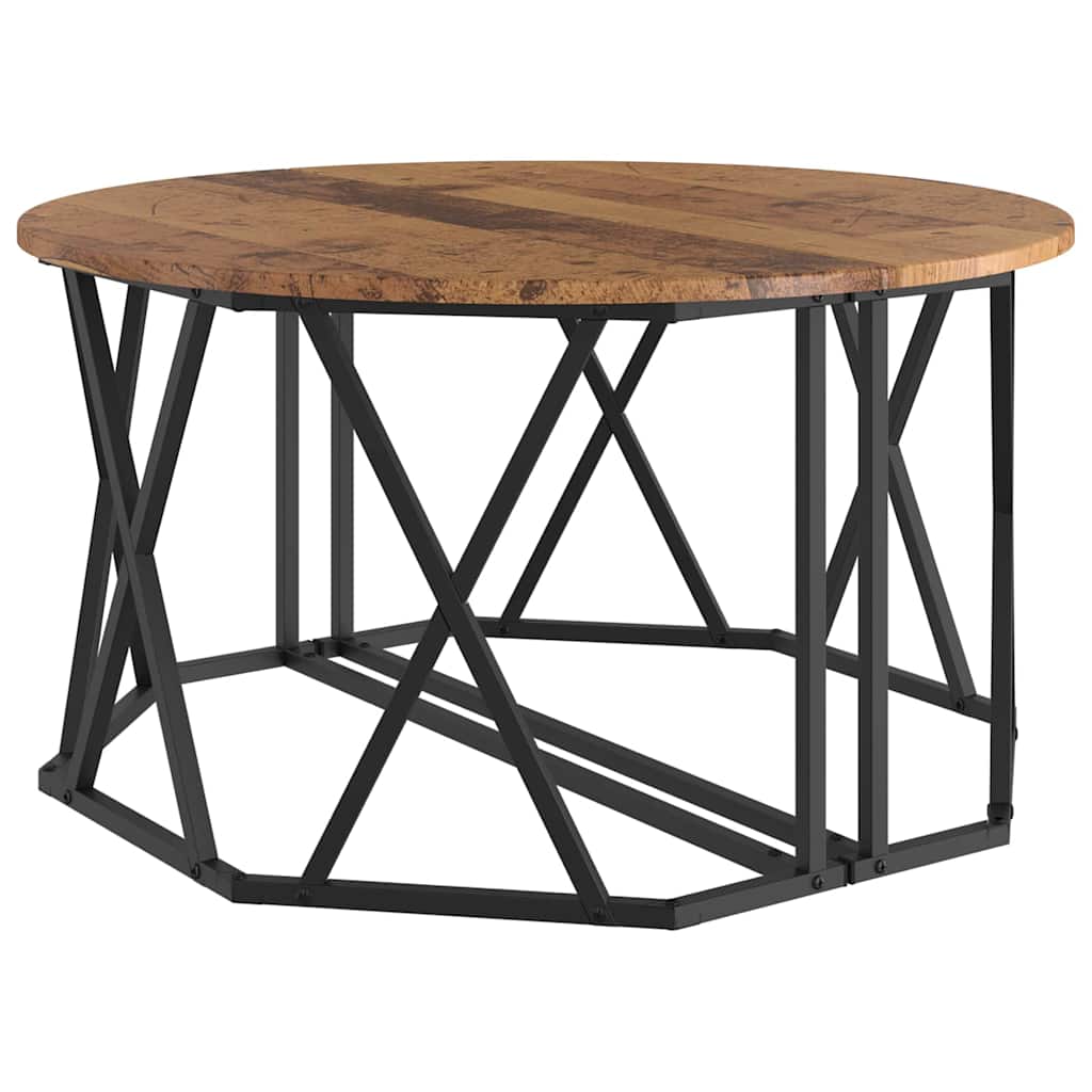 Sofabord Gammelt træ 80 x 80 x 42 cm Ingeniørtræ og stål