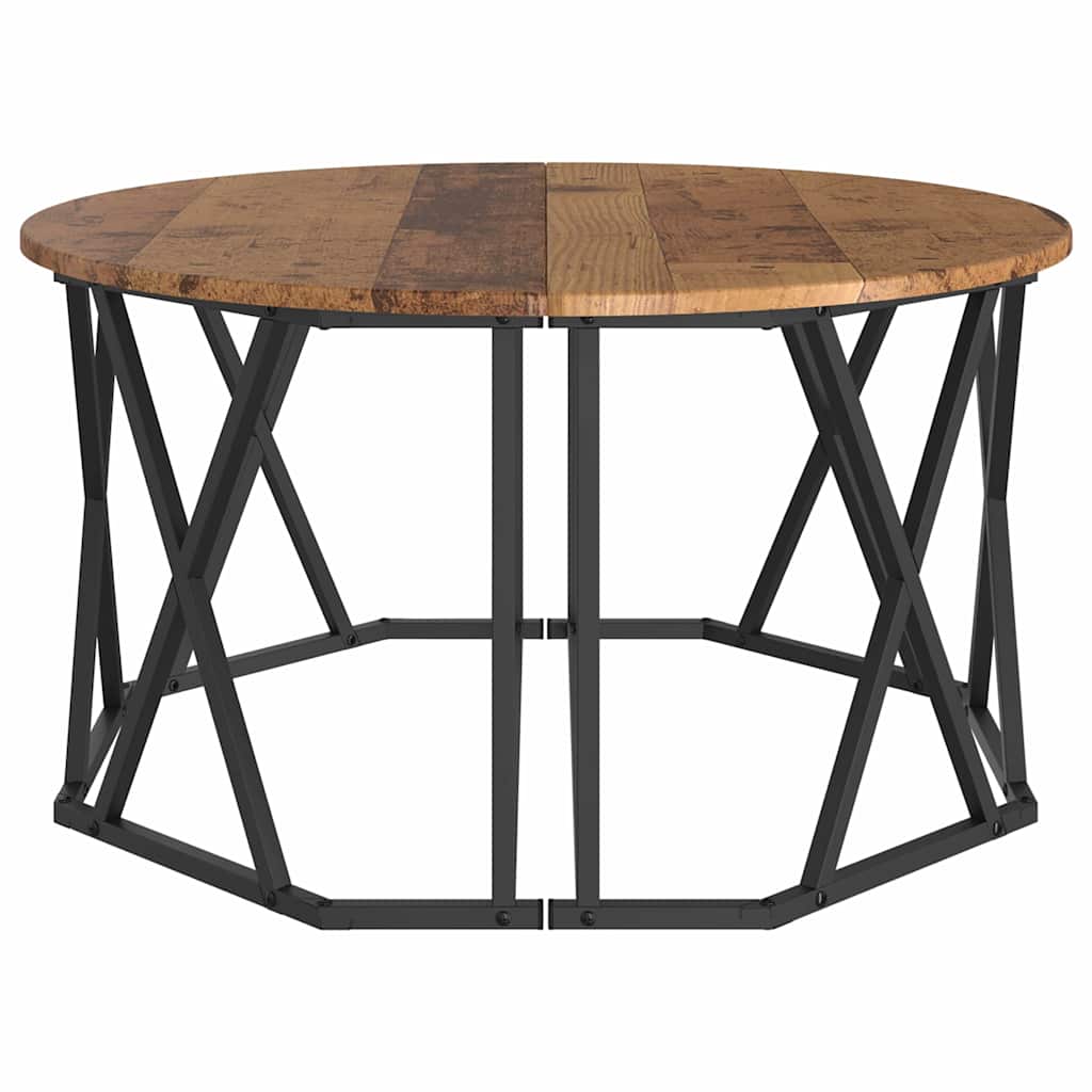 Sofabord Gammelt træ 80 x 80 x 42 cm Ingeniørtræ og stål