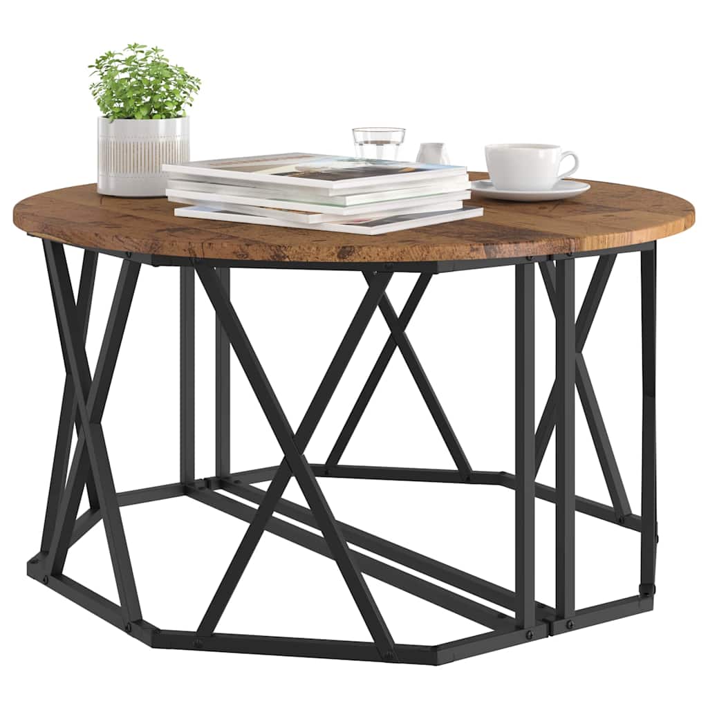 Sofabord Gammelt træ 80 x 80 x 42 cm Ingeniørtræ og stål