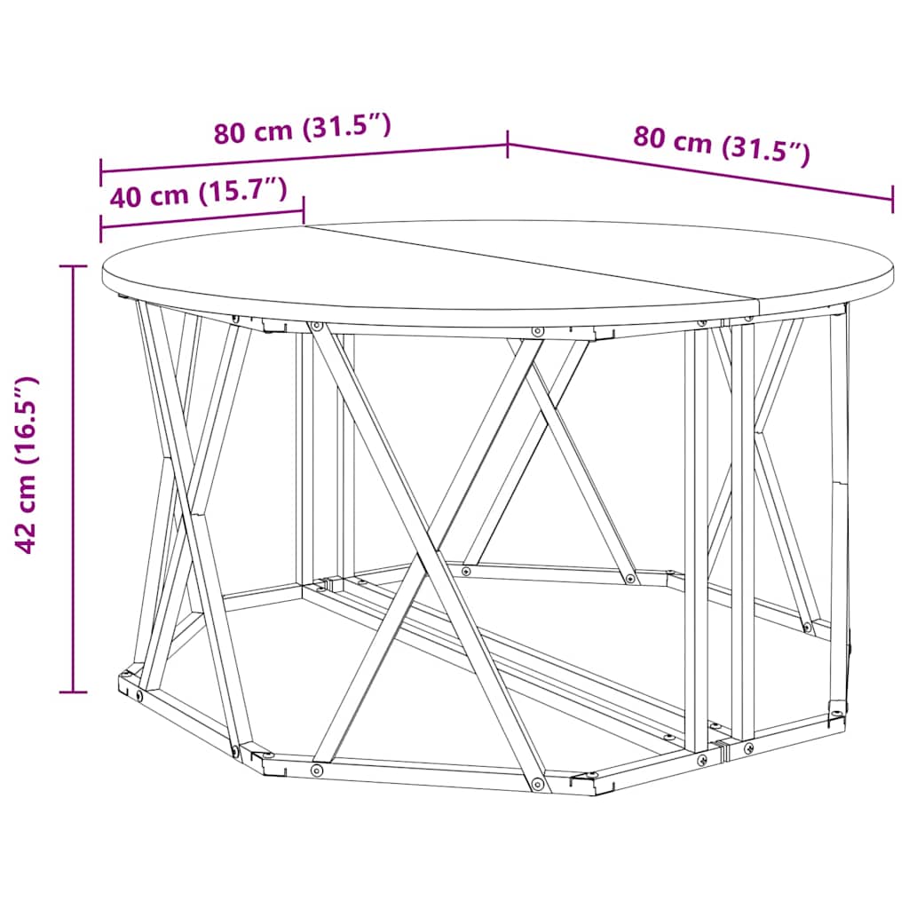 Sofabord Gammelt træ 80 x 80 x 42 cm Ingeniørtræ og stål