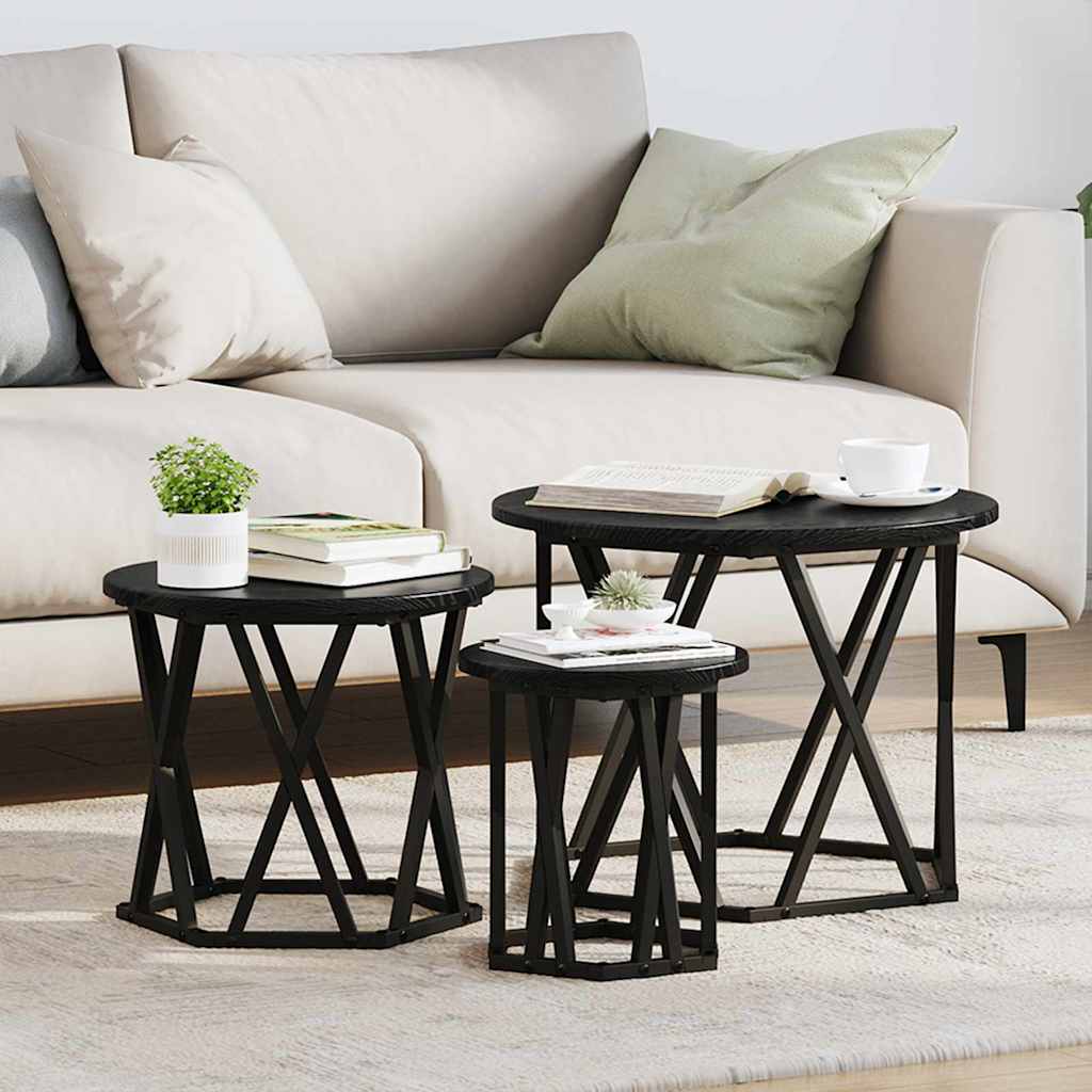 Nesting Sidebord 3 stk. Sort eg 53 x 53 x 40 cm