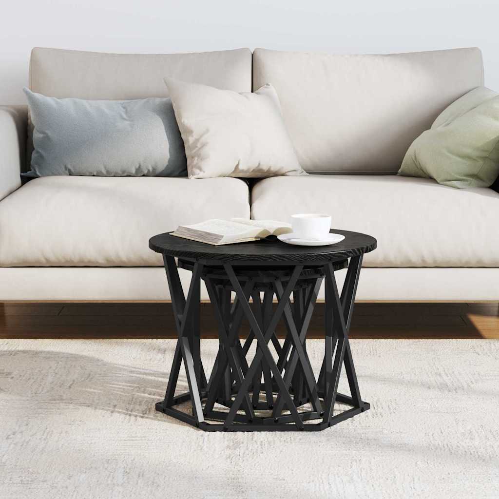 Nesting Sidebord 3 stk. Sort eg 53 x 53 x 40 cm