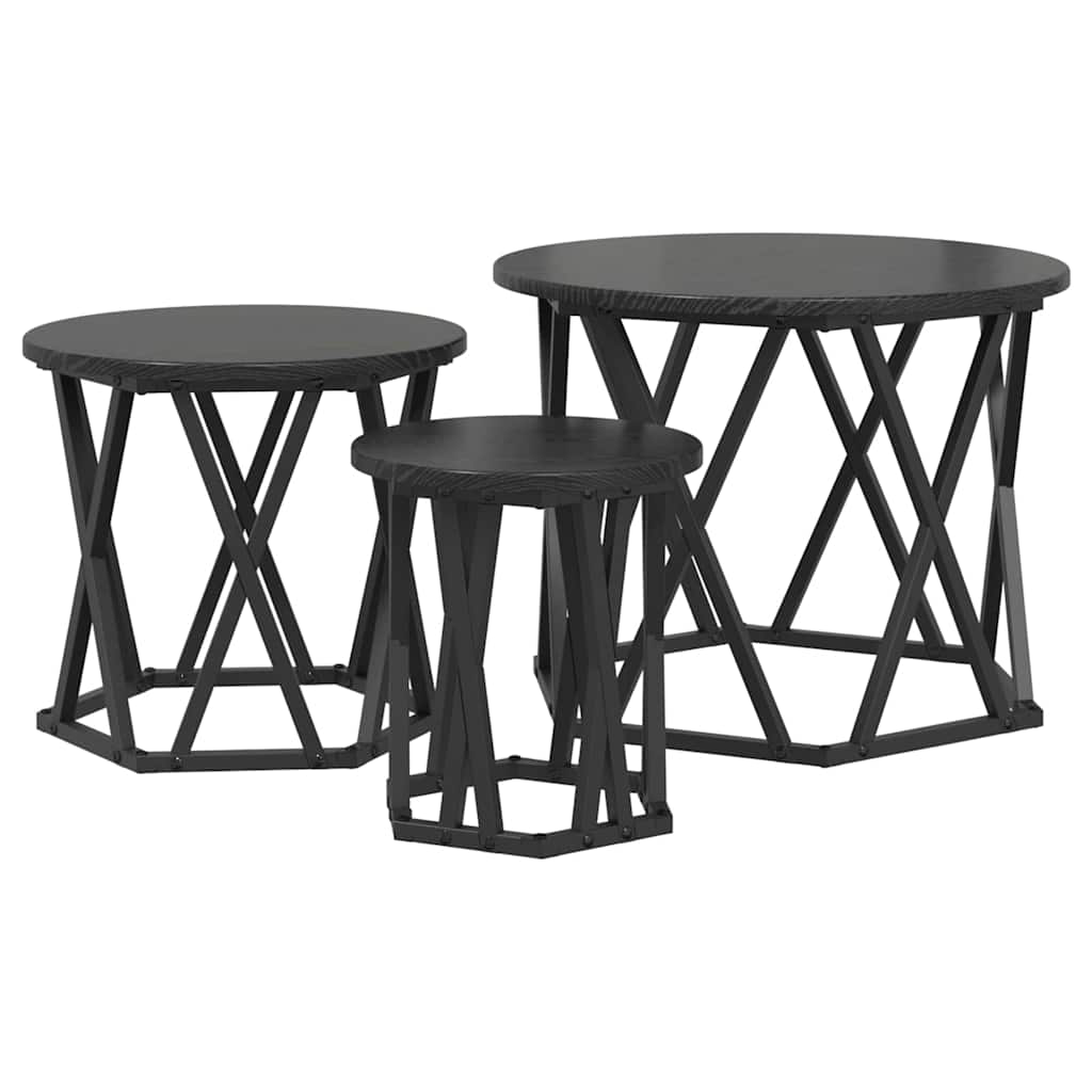 Nesting Sidebord 3 stk. Sort eg 53 x 53 x 40 cm
