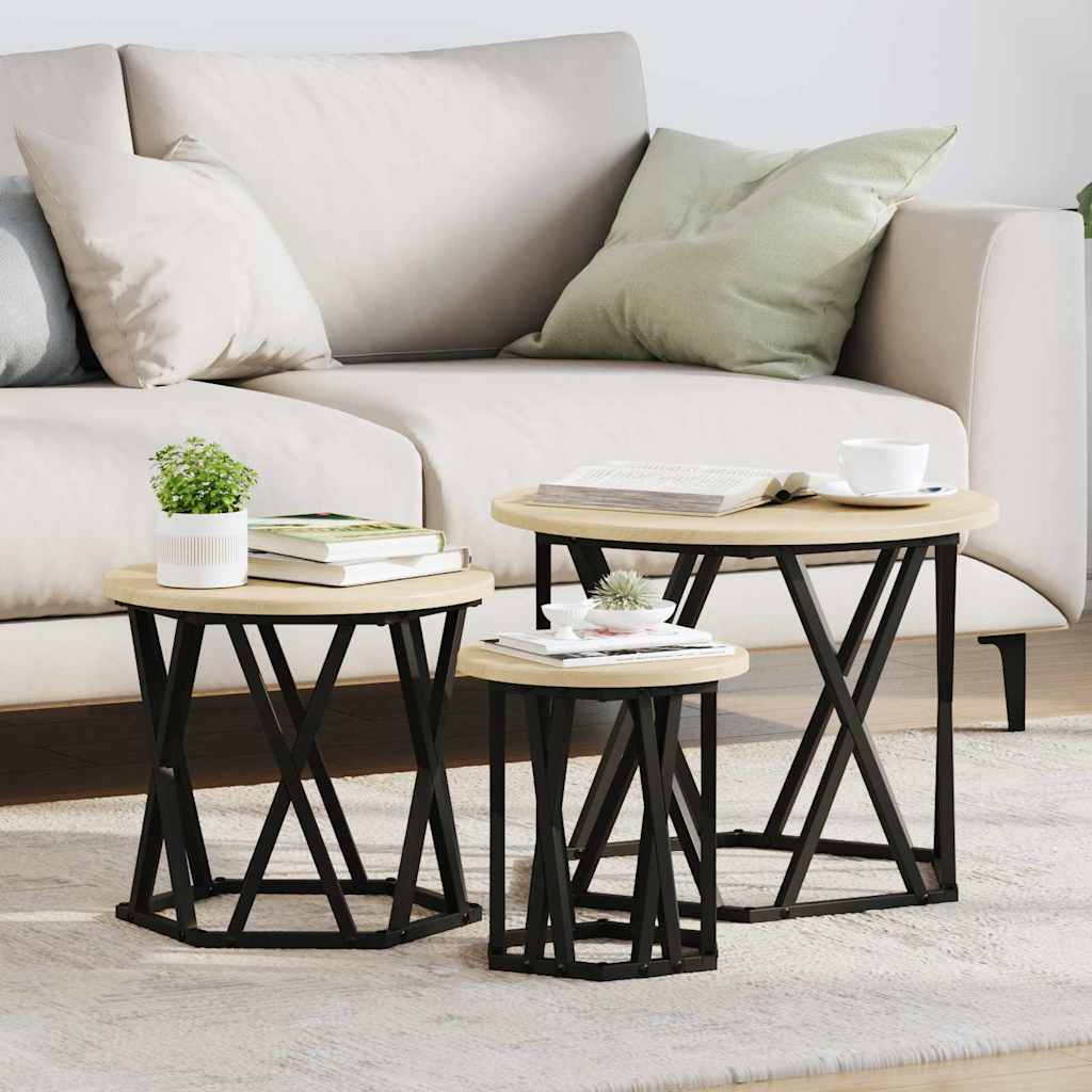 Nesting Sidebord 3 stk. Sonoma eg 53 x 53 x 40 cm