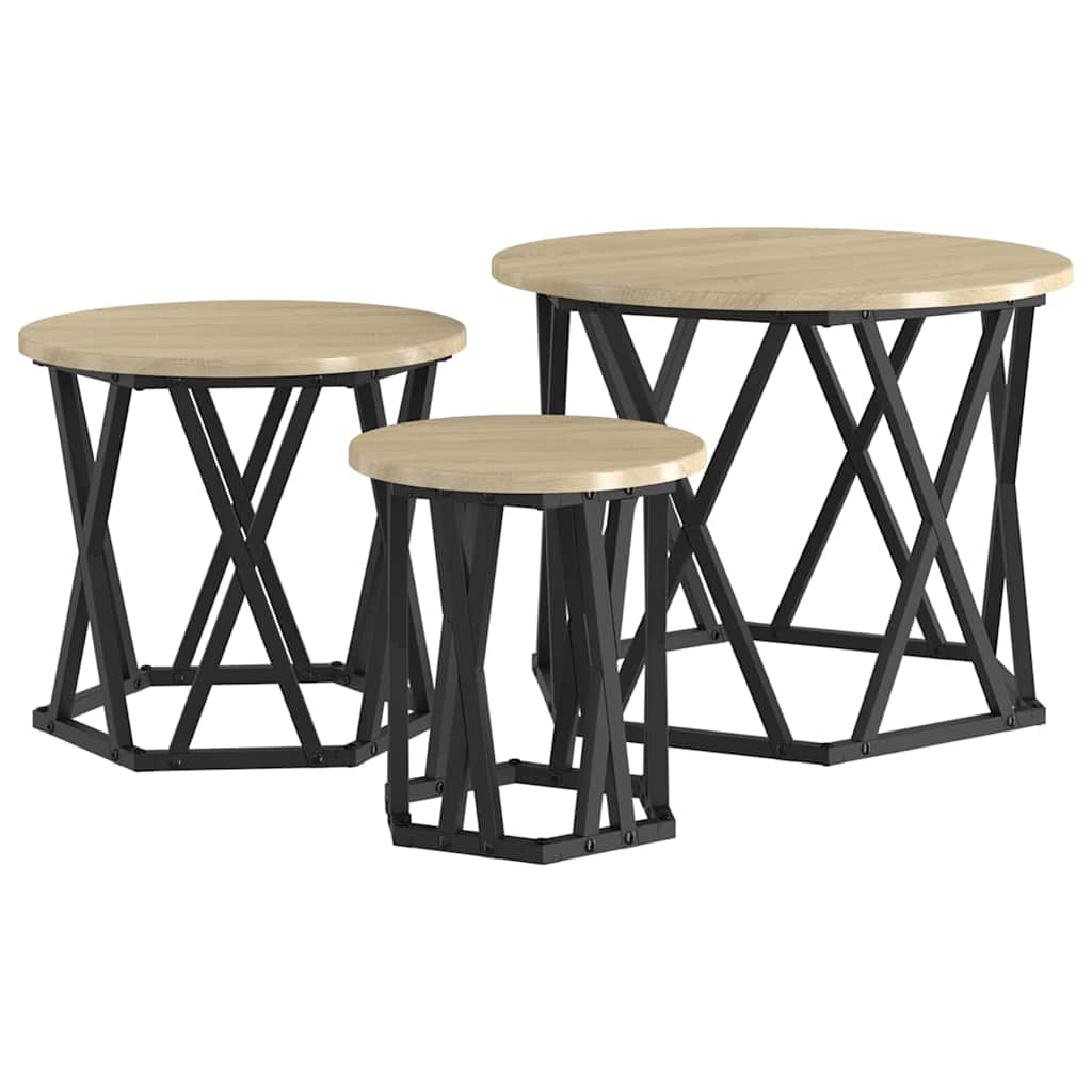 Nesting Sidebord 3 stk. Sonoma eg 53 x 53 x 40 cm