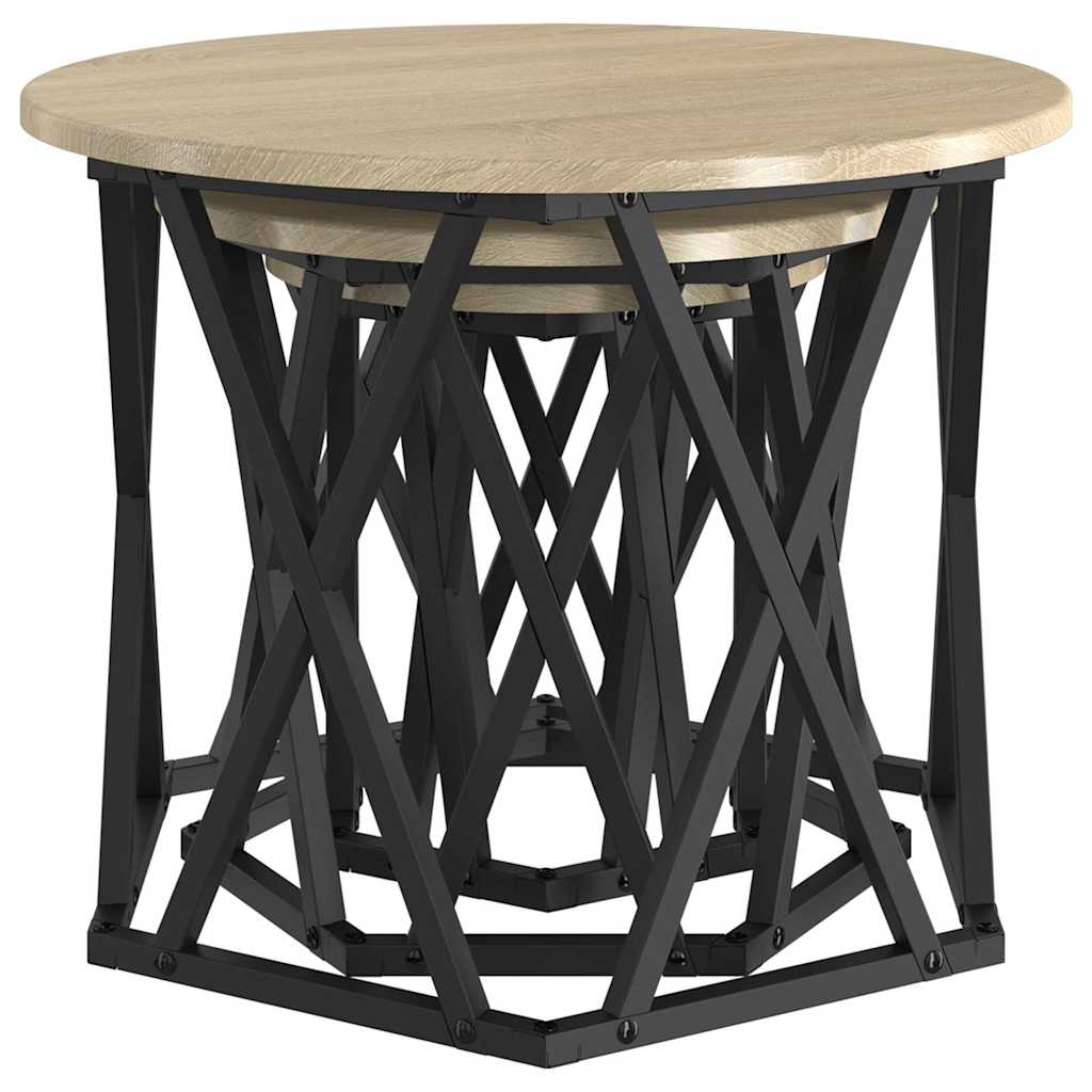 Nesting Sidebord 3 stk. Sonoma eg 53 x 53 x 40 cm