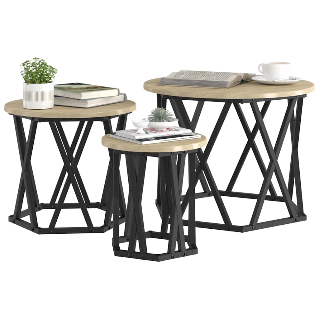 Nesting Sidebord 3 stk. Sonoma eg 53 x 53 x 40 cm