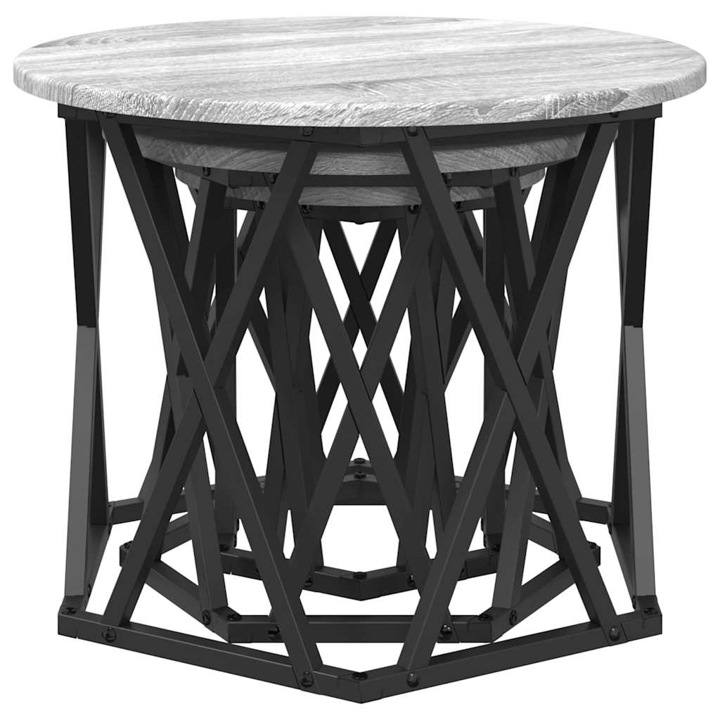Nesting Sidebord 3 stk. Grå Sonoma 53 x 53 x 40 cm