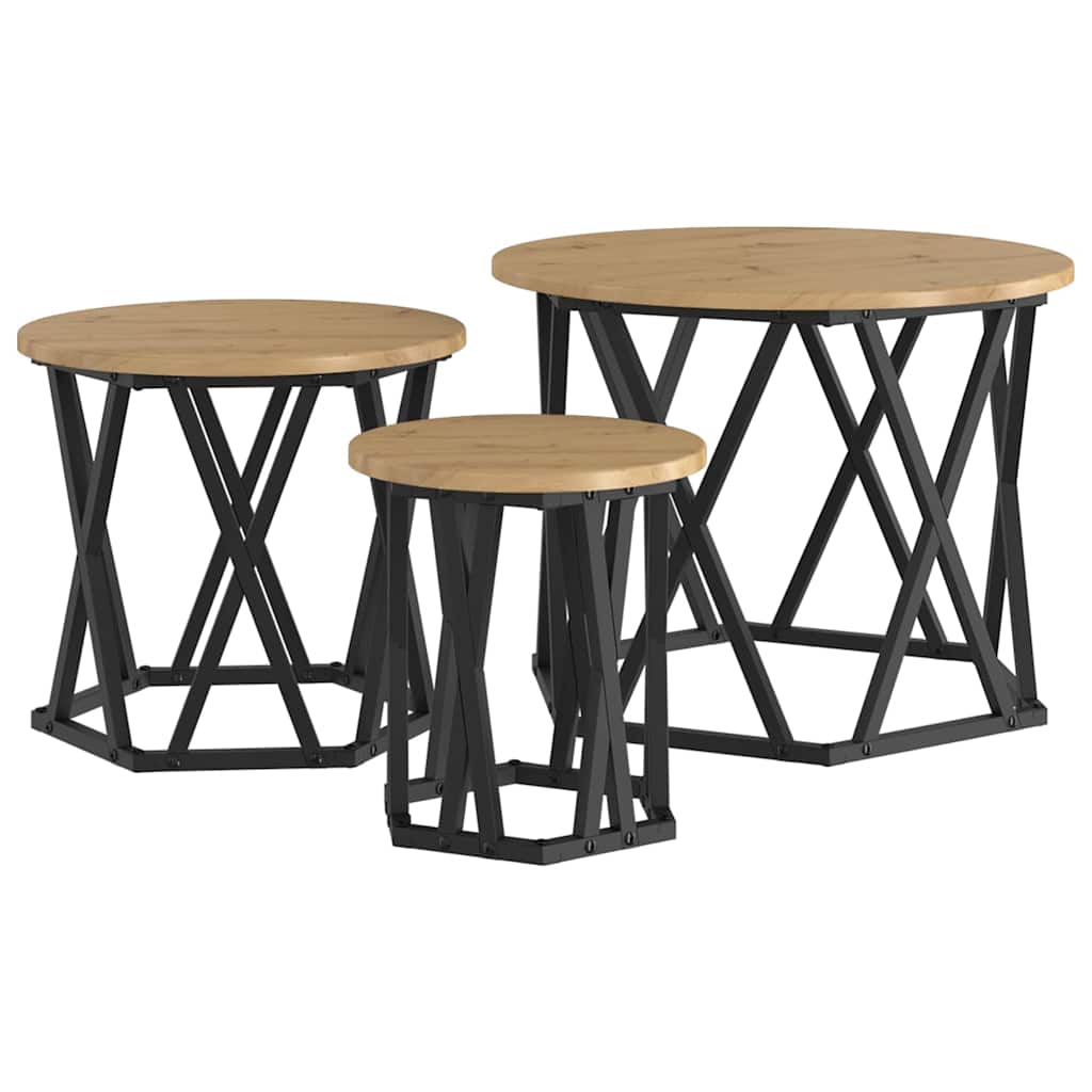Nesting Sidebord 3 stk. Artisan Egetræ 53 x 53 x 40 cm