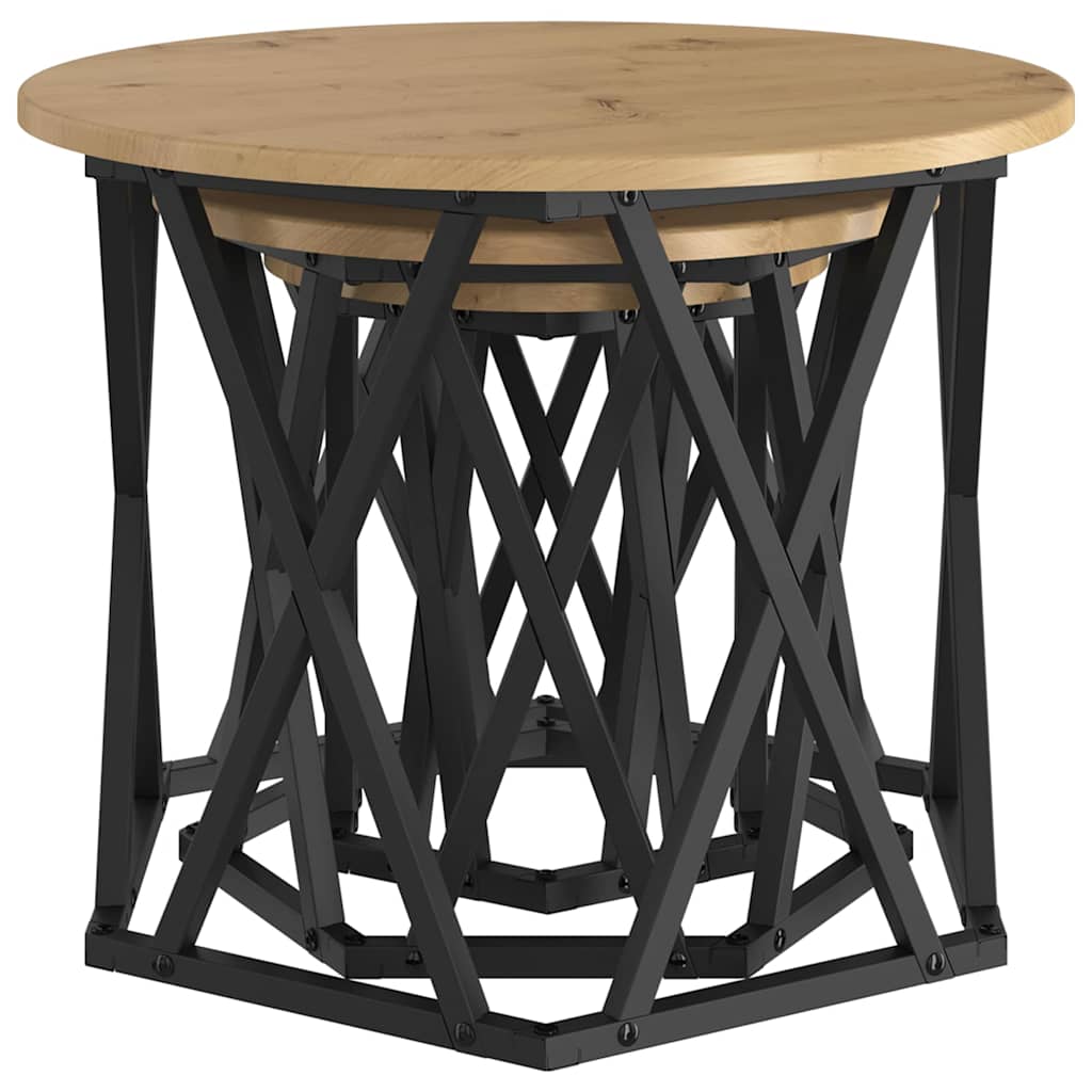 Nesting Sidebord 3 stk. Artisan Egetræ 53 x 53 x 40 cm