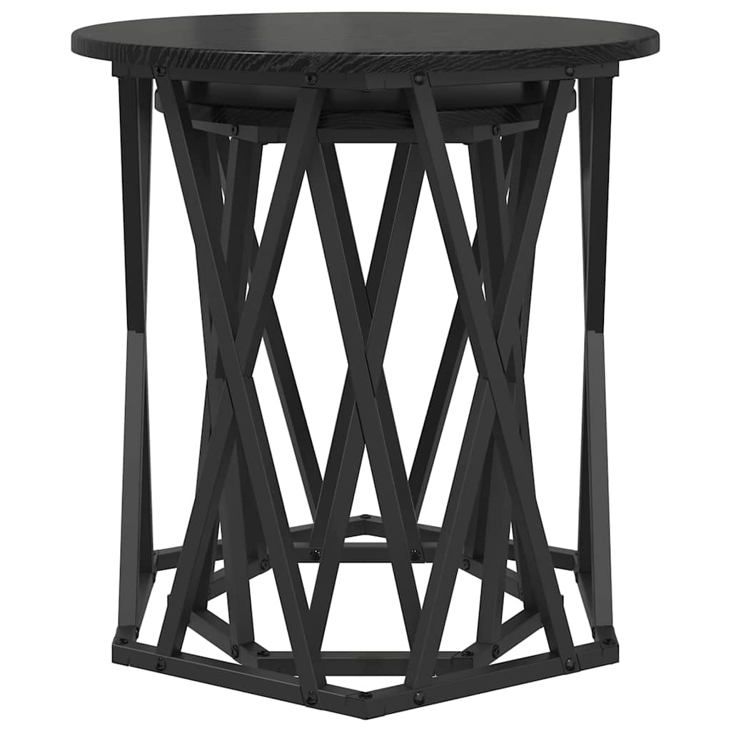 Sofabord 2 stk. Sort eg 50 x 50 x 50 cm Ingeniørtræ og stål
