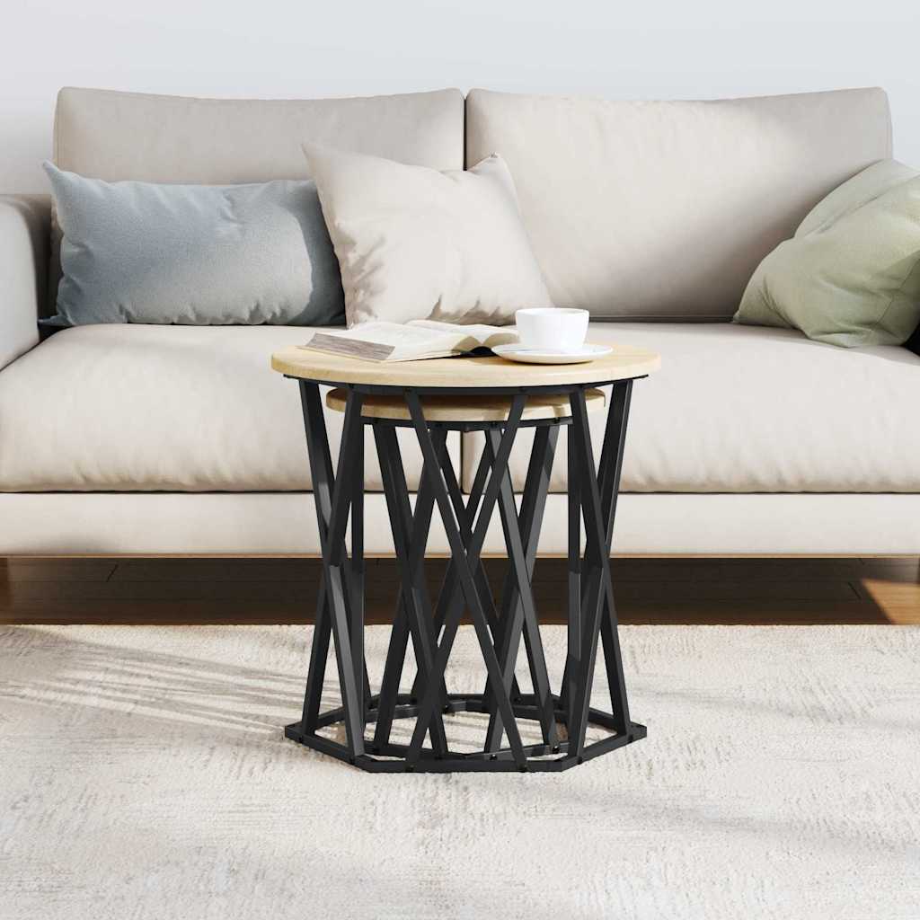 Sofabord 2 stk. Sonoma eg 50 x 50 x 50 cm Ingeniørtræ og stål