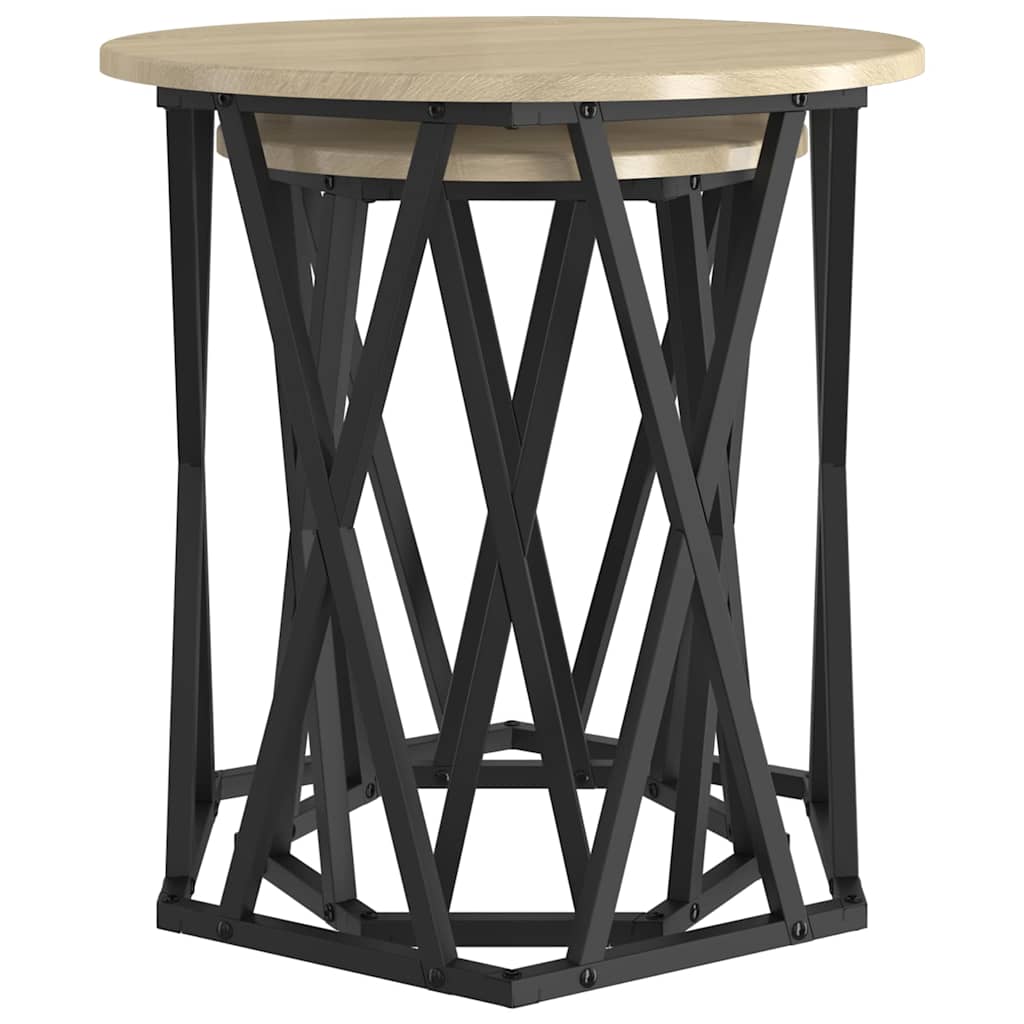 Sofabord 2 stk. Sonoma eg 50 x 50 x 50 cm Ingeniørtræ og stål