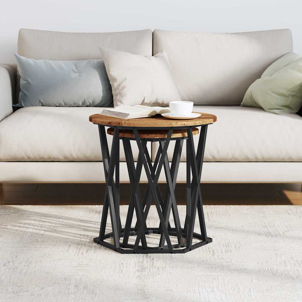 Sofabord 2 stk. Gammelt træ 50 x 50 x 50 cm Ingeniørtræ og stål