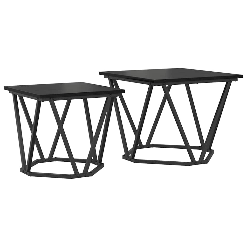Sidebordssæt 2 stk. Sort eg 50 x 50 x 40 cm Ingeniørtræ og stål