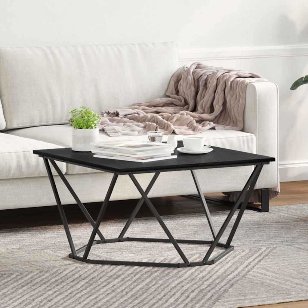 Sofabord Sort eg 80 x 80 x 45 cm Ingeniørtræ og stål