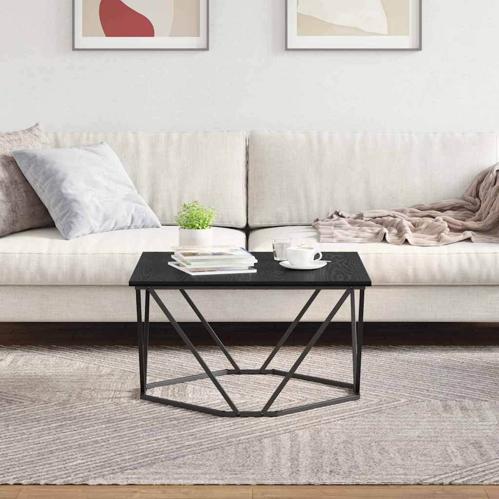 Sofabord Sort eg 80 x 80 x 45 cm Ingeniørtræ og stål