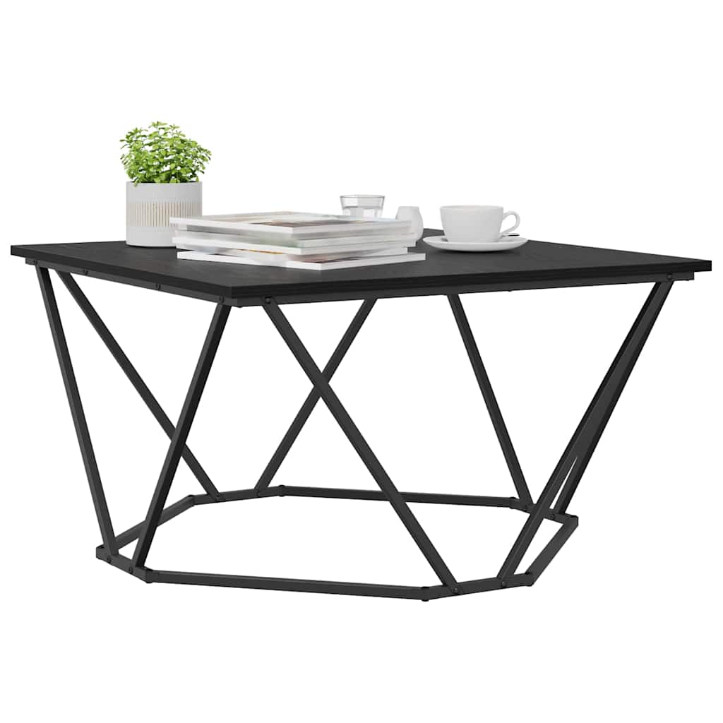 Sofabord Sort eg 80 x 80 x 45 cm Ingeniørtræ og stål