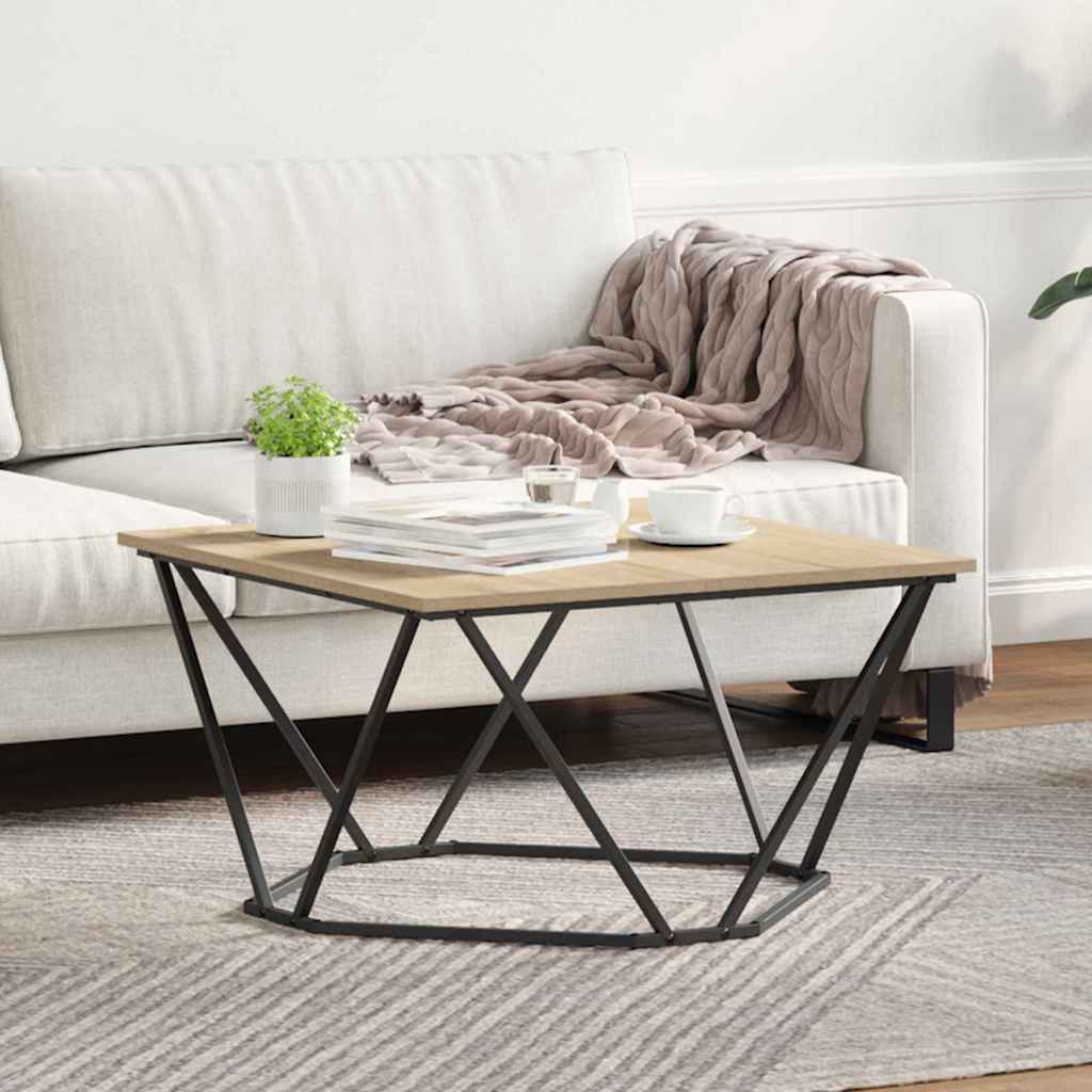 Sofabord Sonoma eg 80 x 80 x 45 cm Ingeniørtræ og stål