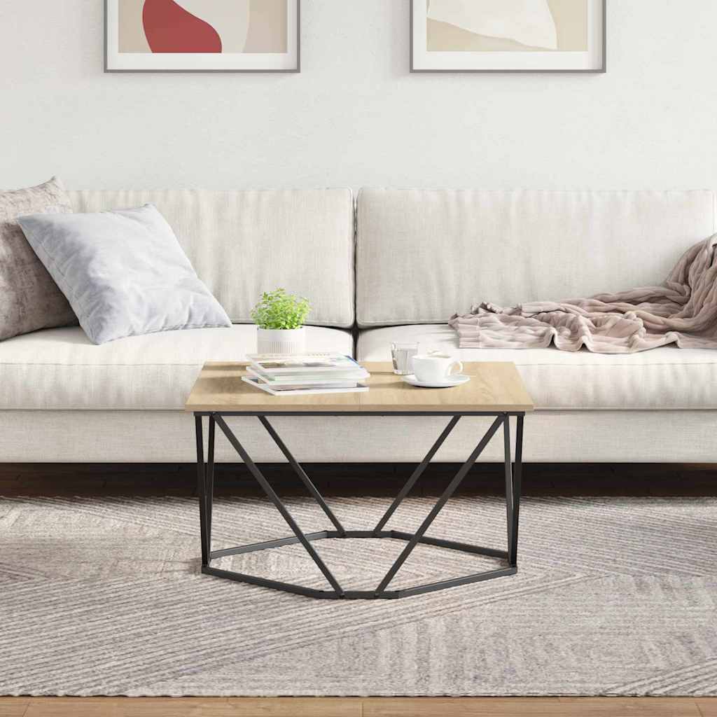 Sofabord Sonoma eg 80 x 80 x 45 cm Ingeniørtræ og stål