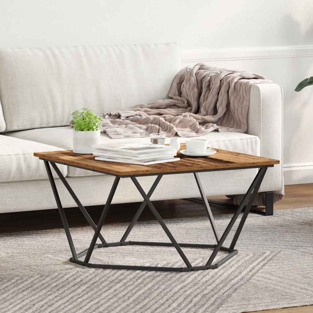 Sofabord Gammelt træ 80 x 80 x 45 cm Ingeniørtræ og stål