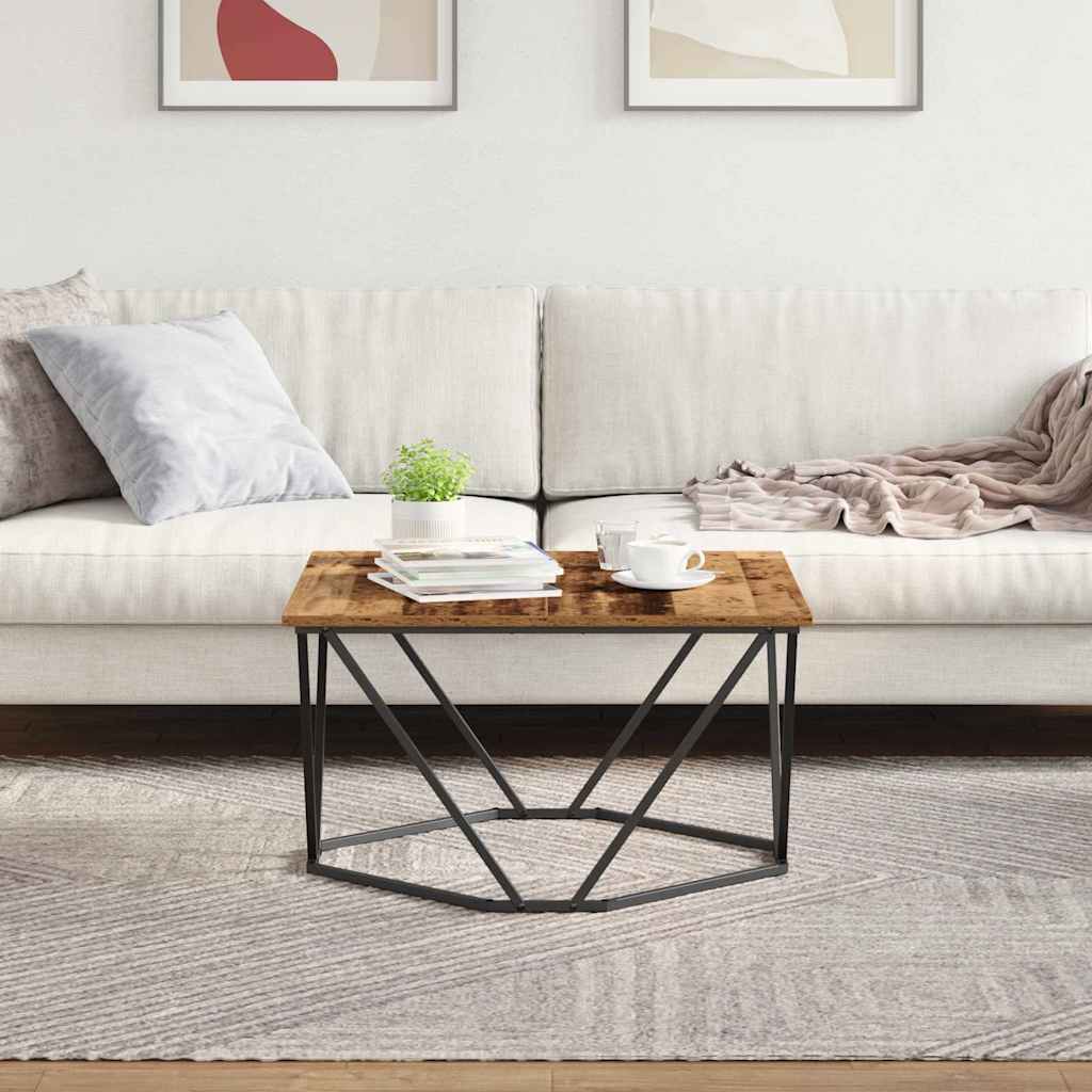 Sofabord Gammelt træ 80 x 80 x 45 cm Ingeniørtræ og stål