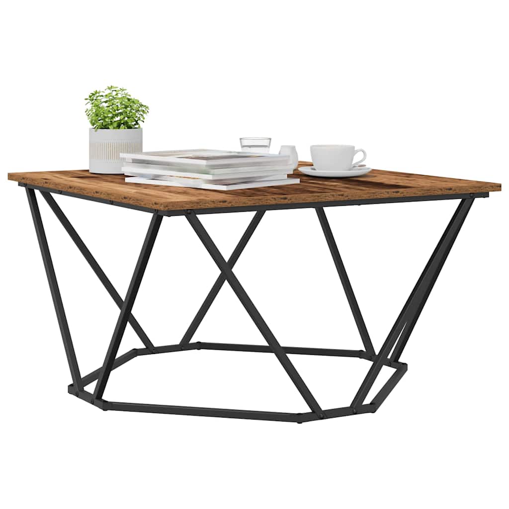 Sofabord Gammelt træ 80 x 80 x 45 cm Ingeniørtræ og stål