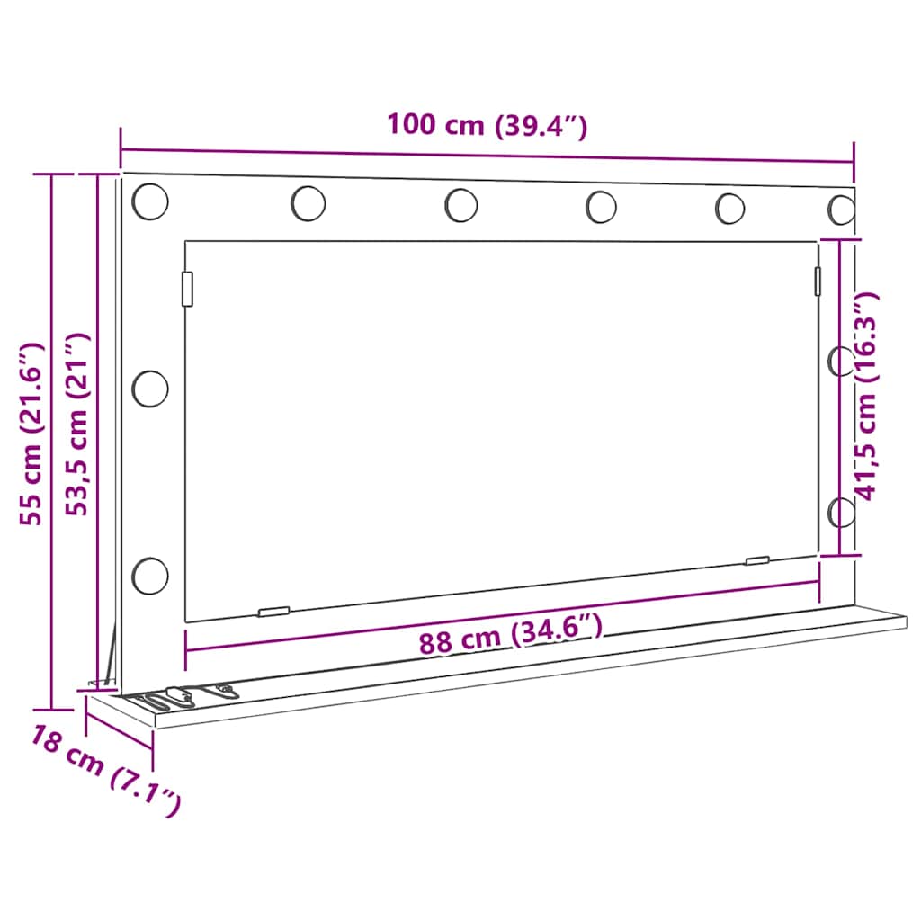 Vaskeskab Spejl Artisan Egetræ 100 x 55 x 18 cm Rektangulær