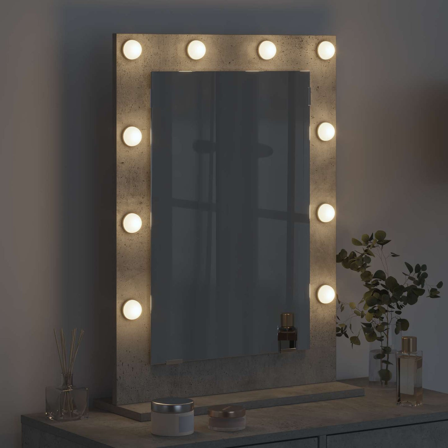 Vaskeskab Spejl Beton Grå 70 x 50 x 18 cm Rektangulær